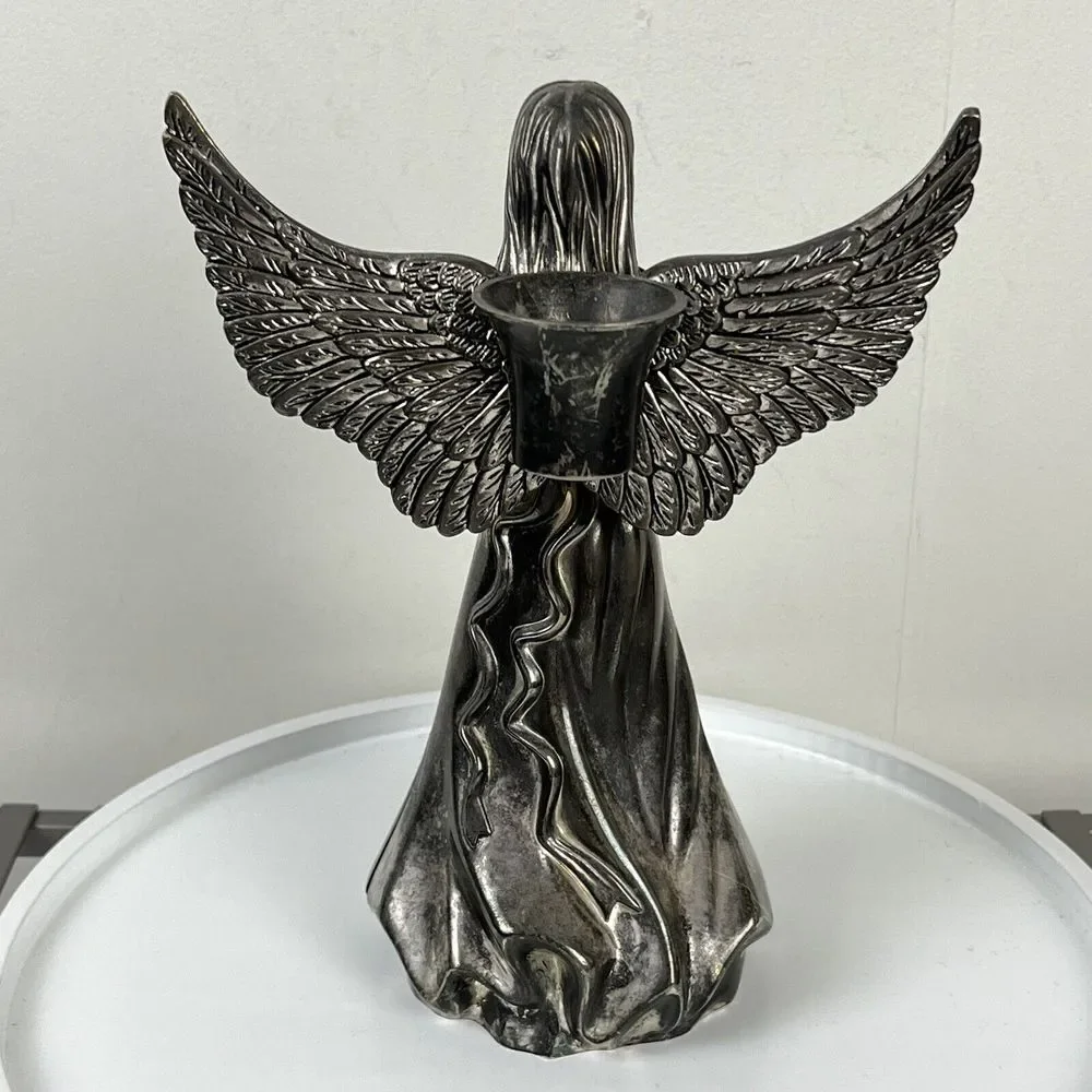 VTG International Silver Company Angel Candlestick‎ Holder Centerpiece Christmas